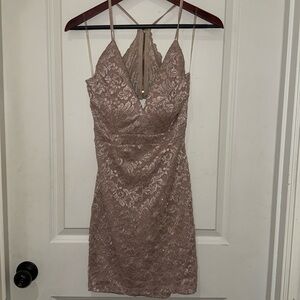 Medium Honey and Rosie Khaki Glitter Lace Dress